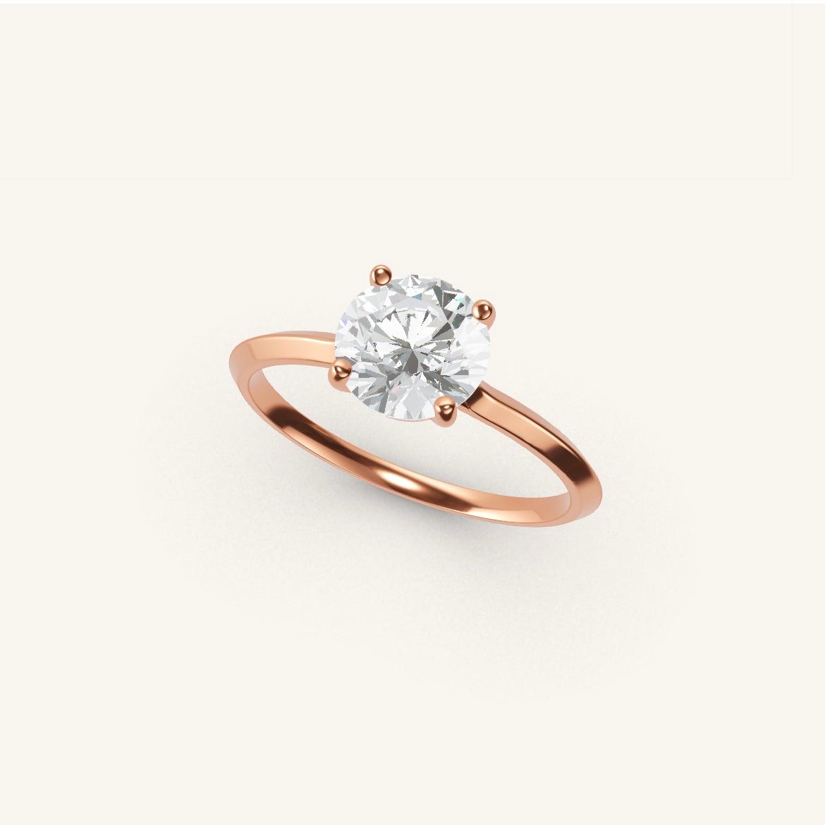 Île Saint-Louis - Round Diamond - 1 carat - Rose Gold