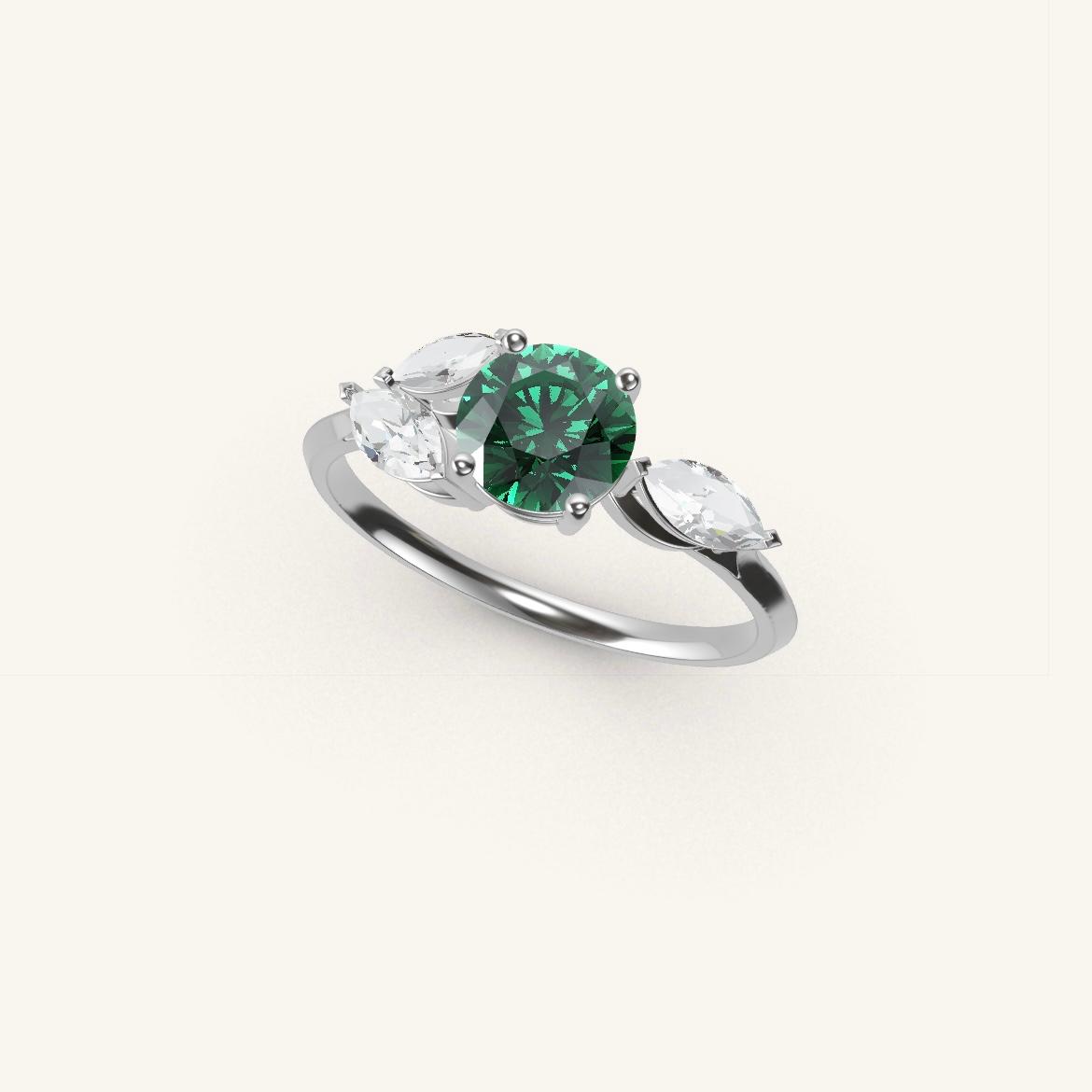 Tuileries - Round Emerald - 0.7 carat - White Gold