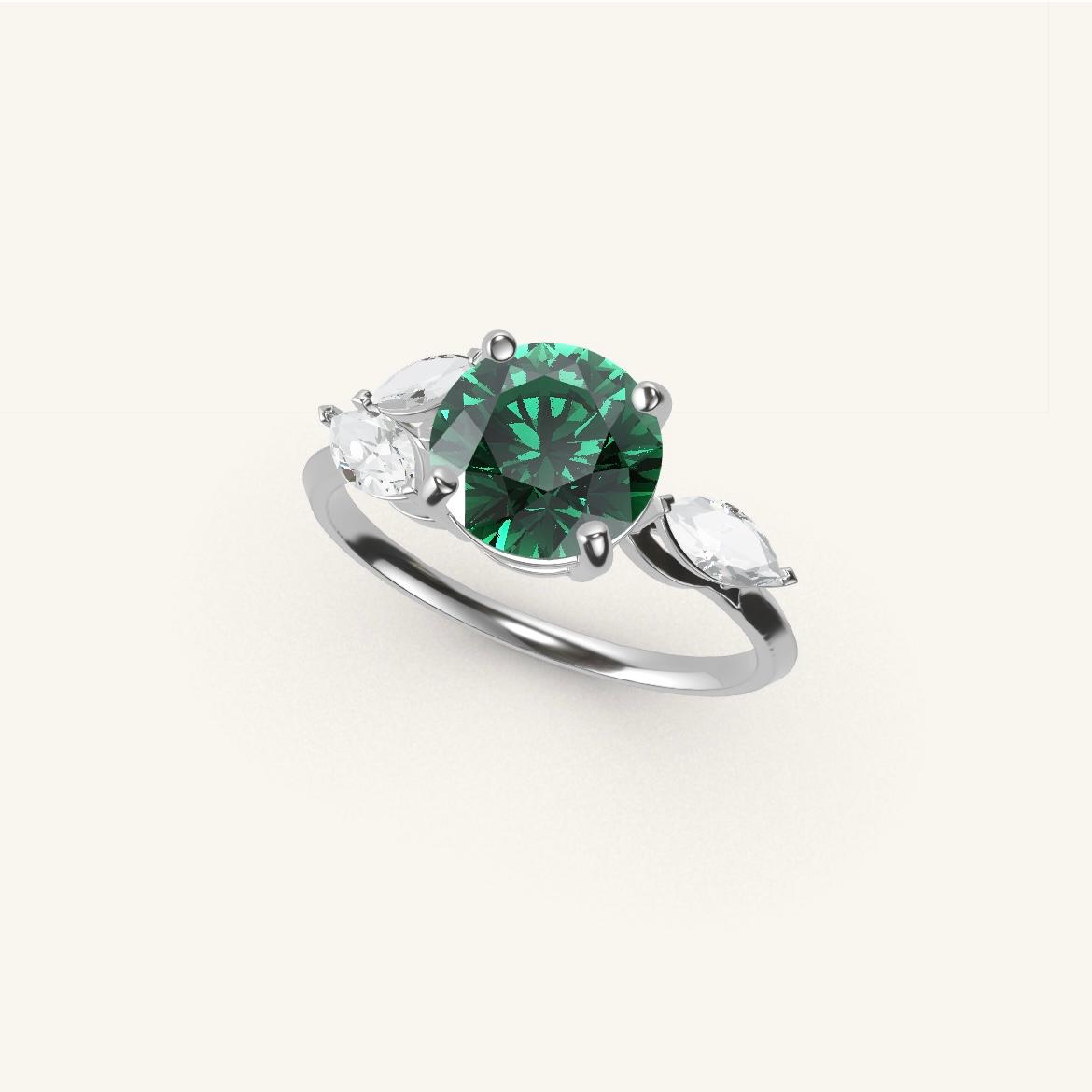 Tuileries - Round Emerald - 1.4 carat - White Gold