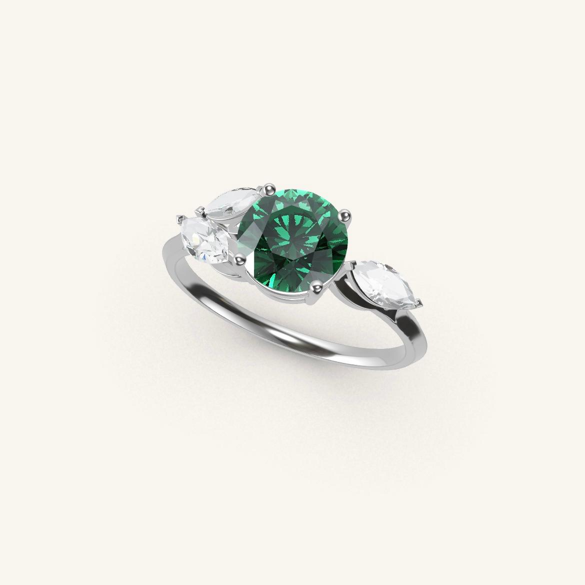 Tuileries - Round Emerald - 1 carat - White Gold