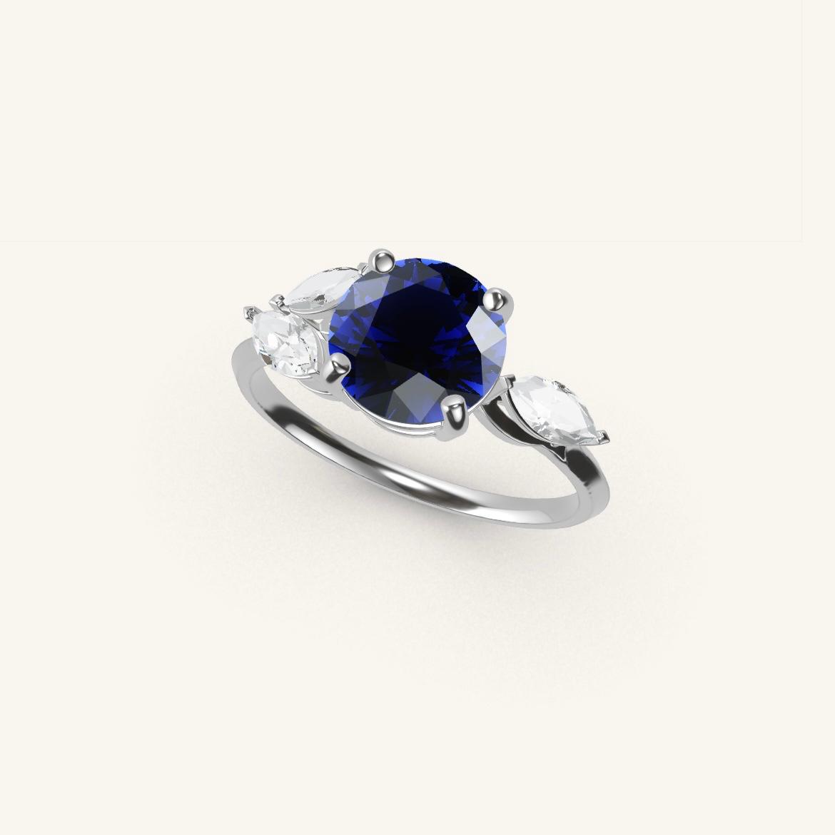 Tuileries - Round Sapphire - 1.4 carat - White Gold