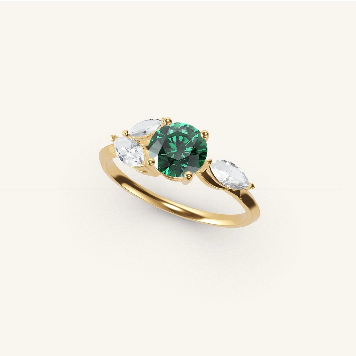 Tuileries - Round Emerald - 0.7 carat - Yellow Gold