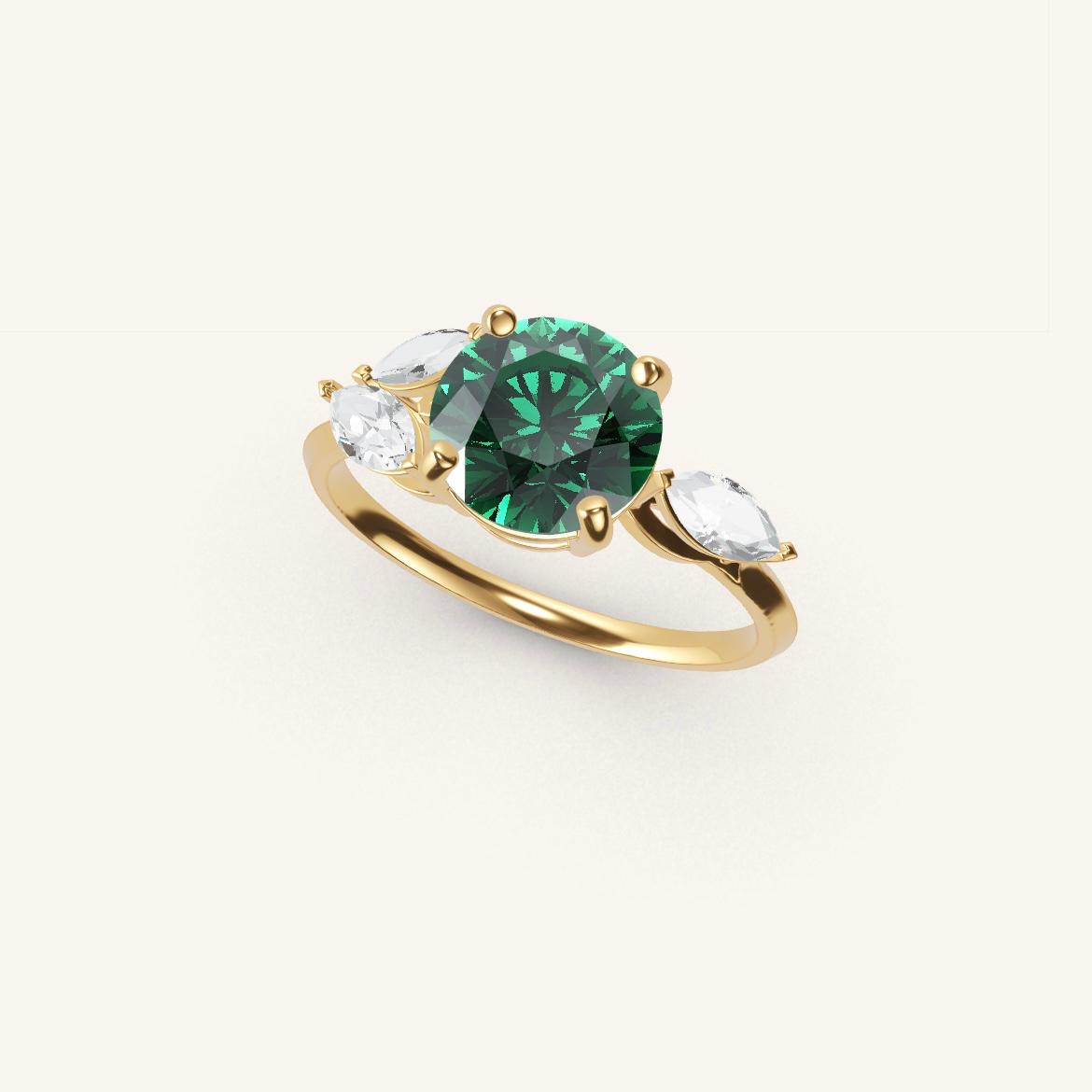 Tuileries - Round Emerald - 1.4 carat - Yellow Gold