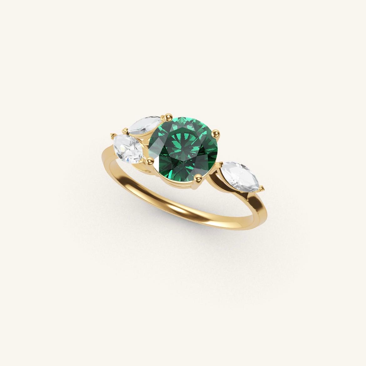 Tuileries - Round Emerald - 1 carat - Yellow Gold