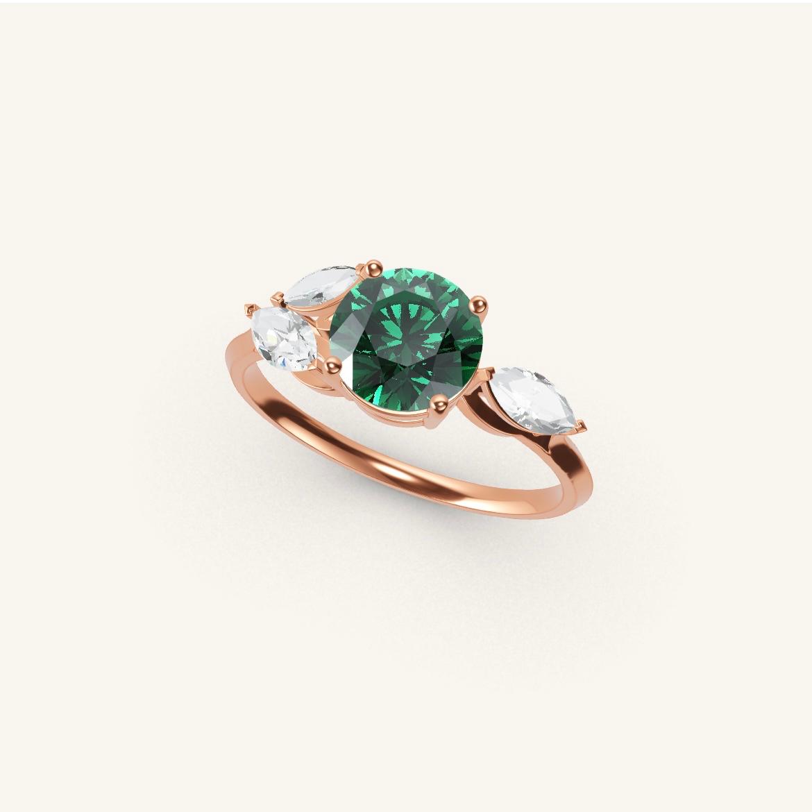 Tuileries - Round Emerald - 1 carat - Rose Gold